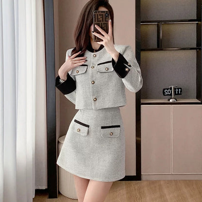 Early autumn outfits for women 2024 new Korean style small fragrant short skirts small two-piece set fashionable and fashionable