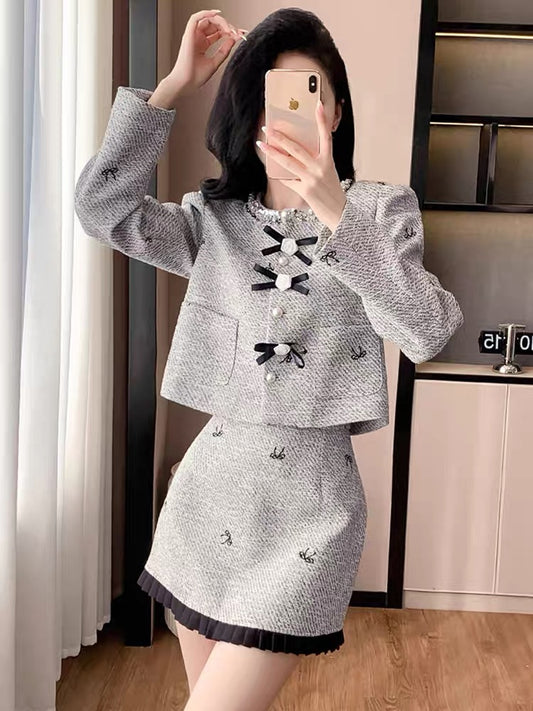 Small fragrant style suit spring and autumn 2024 new light luxury and high-end sense rich daughter temperament French heavy industry skirt