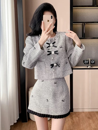 Small fragrant style suit spring and autumn 2024 new light luxury and high-end sense rich daughter temperament French heavy industry skirt