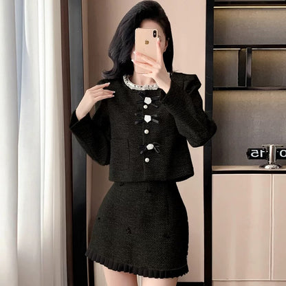 Small fragrant style suit spring and autumn 2024 new light luxury and high-end sense rich daughter temperament French heavy industry skirt