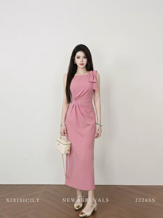 Sicily's elegant French-style sleeveless dress with a fitted waist, perfect for summer and working out.