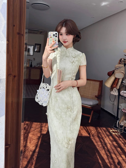 Lei Yingjun-Phalaenopsis-Summer New Chinese Style Smart and Elegant Handmade Butterfly Petal Flower Dress-JF6139