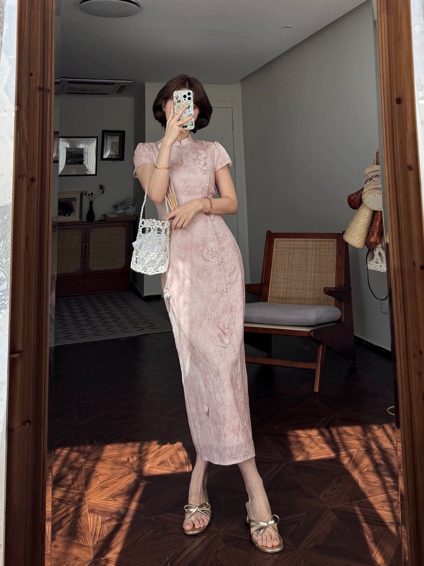 Lei Yingjun-Phalaenopsis-Summer New Chinese Style Smart and Elegant Handmade Butterfly Petal Flower Dress-JF6139