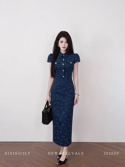 Sicily French-style retro dress for women, summer style, fitted waist, suitable for commuting, high-end and elegant.