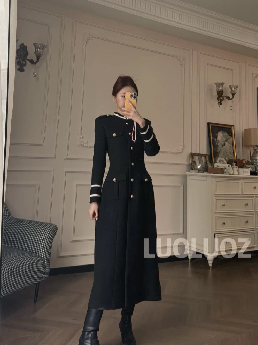 LUOLUOZ【Luxury Warm Aesthetics】Sophisticated and Stylish Long Coat for Autumn and Winter CC303