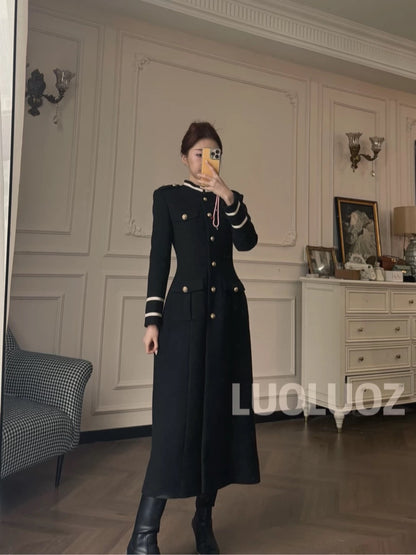 LUOLUOZ【Luxury Warm Aesthetics】Sophisticated and Stylish Long Coat for Autumn and Winter CC303