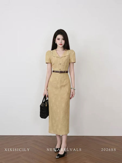 Sicily French-style elegant dress for women, slimming and flattering, perfect for a sophisticated and simple summer look.
