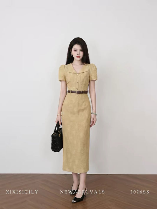 Sicily French-style elegant dress for women, slimming and flattering, perfect for a sophisticated and simple summer look.