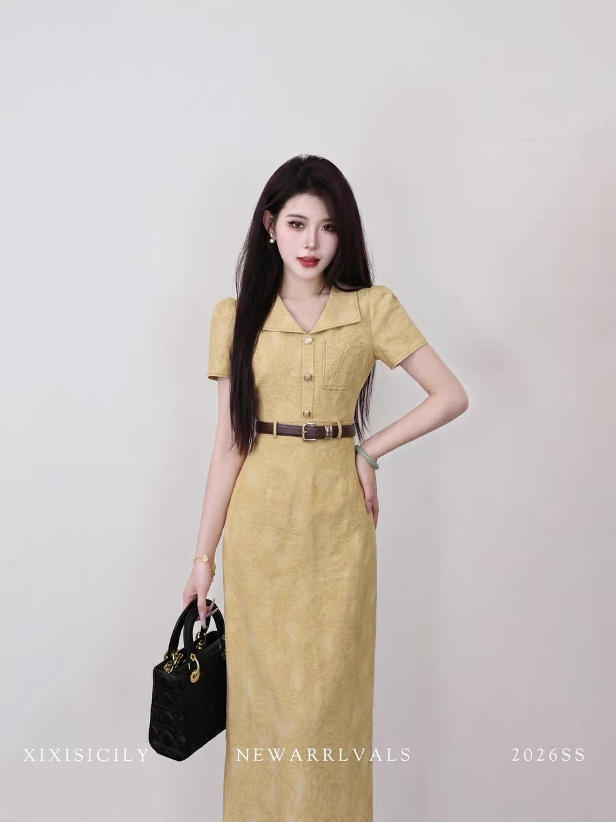 Sicily French-style elegant dress for women, slimming and flattering, perfect for a sophisticated and simple summer look.