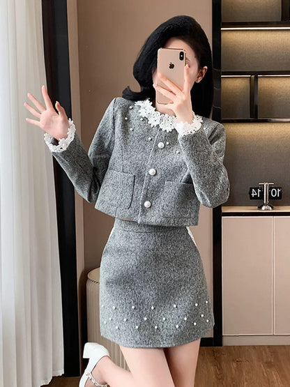 Xiaoxiangfeng suit 2024 new style light luxury high-end temperament French rich daughter early autumn tops and short skirts to wear