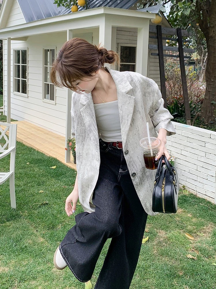 Fashionable gradient print temperament suit jacket for women autumn 2025 new Korean loose straight super hot suit
