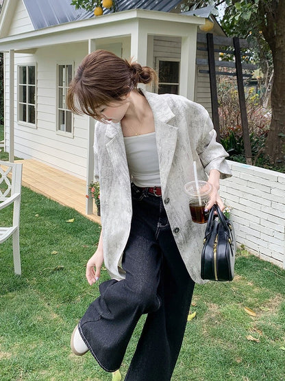 Fashionable gradient print temperament suit jacket for women autumn 2025 new Korean loose straight super hot suit