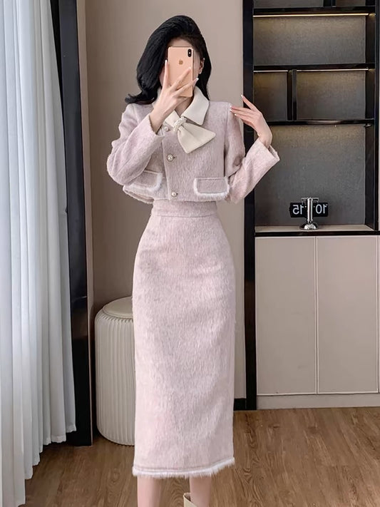 Xiaoxiangfeng suit autumn and winter 2024 new light luxury and high-end French temperament long skirt to wear a complete set