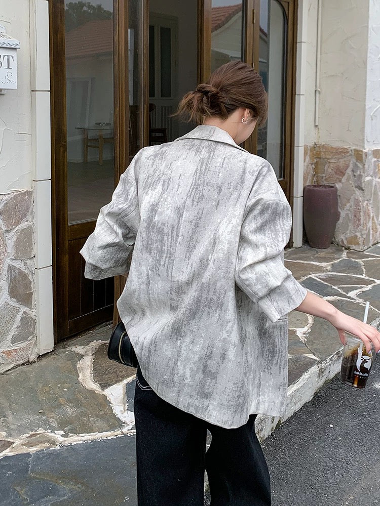 Fashionable gradient print temperament suit jacket for women autumn 2025 new Korean loose straight super hot suit