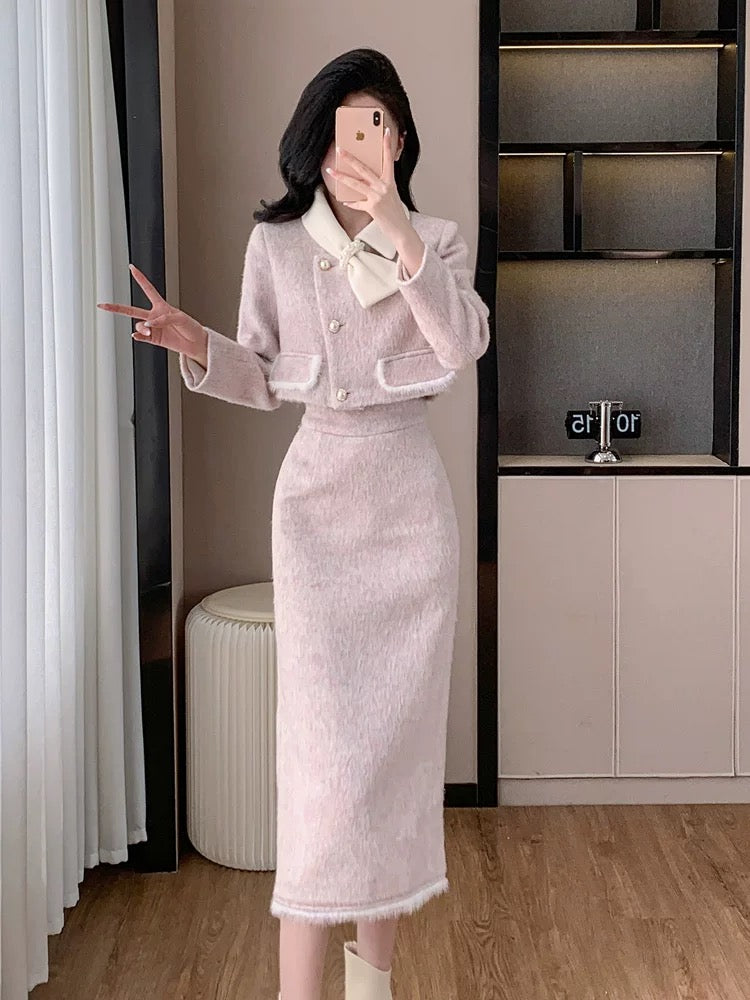 Xiaoxiangfeng suit autumn and winter 2024 new light luxury and high-end French temperament long skirt to wear a complete set