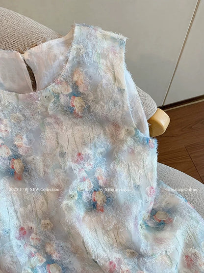 French gentle style colorful embroidered sleeveless tops for women 2025 summer new style temperament age-reducing super fairy outer wear vest