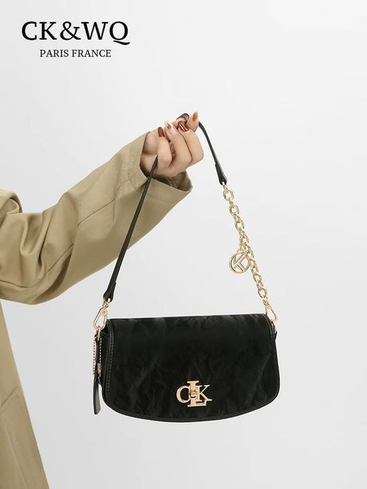 CK&WQ bag women's black versatile new style small fragrance temperament light luxury niche super hot shoulder armpit crossbody bag