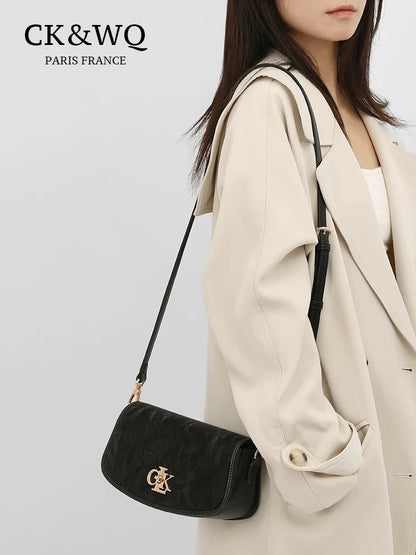 CK&WQ bag women's black versatile new style small fragrance temperament light luxury niche super hot shoulder armpit crossbody bag