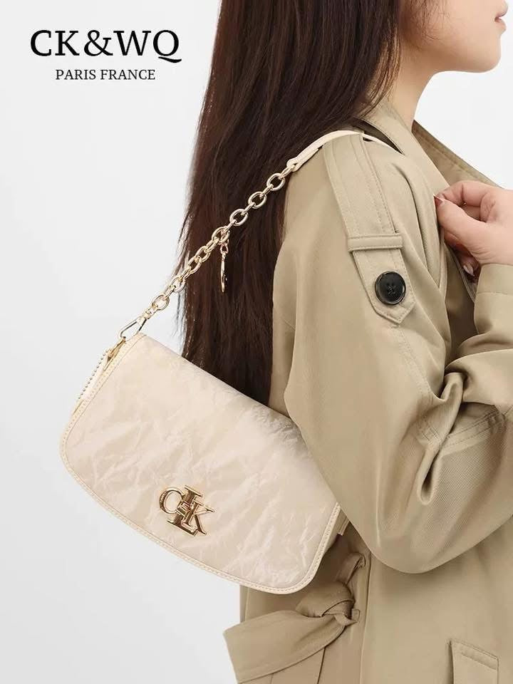 CK&WQ bag women's black versatile new style small fragrance temperament light luxury niche super hot shoulder armpit crossbody bag