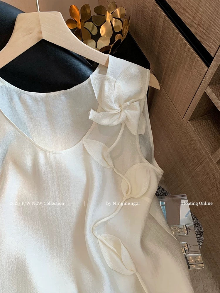 French heavy-duty three-dimensional flower sleeveless vest for women 2025 summer new style niche design temperament versatile top