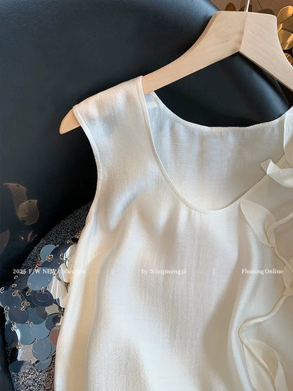 French heavy-duty three-dimensional flower sleeveless vest for women 2025 summer new style niche design temperament versatile top