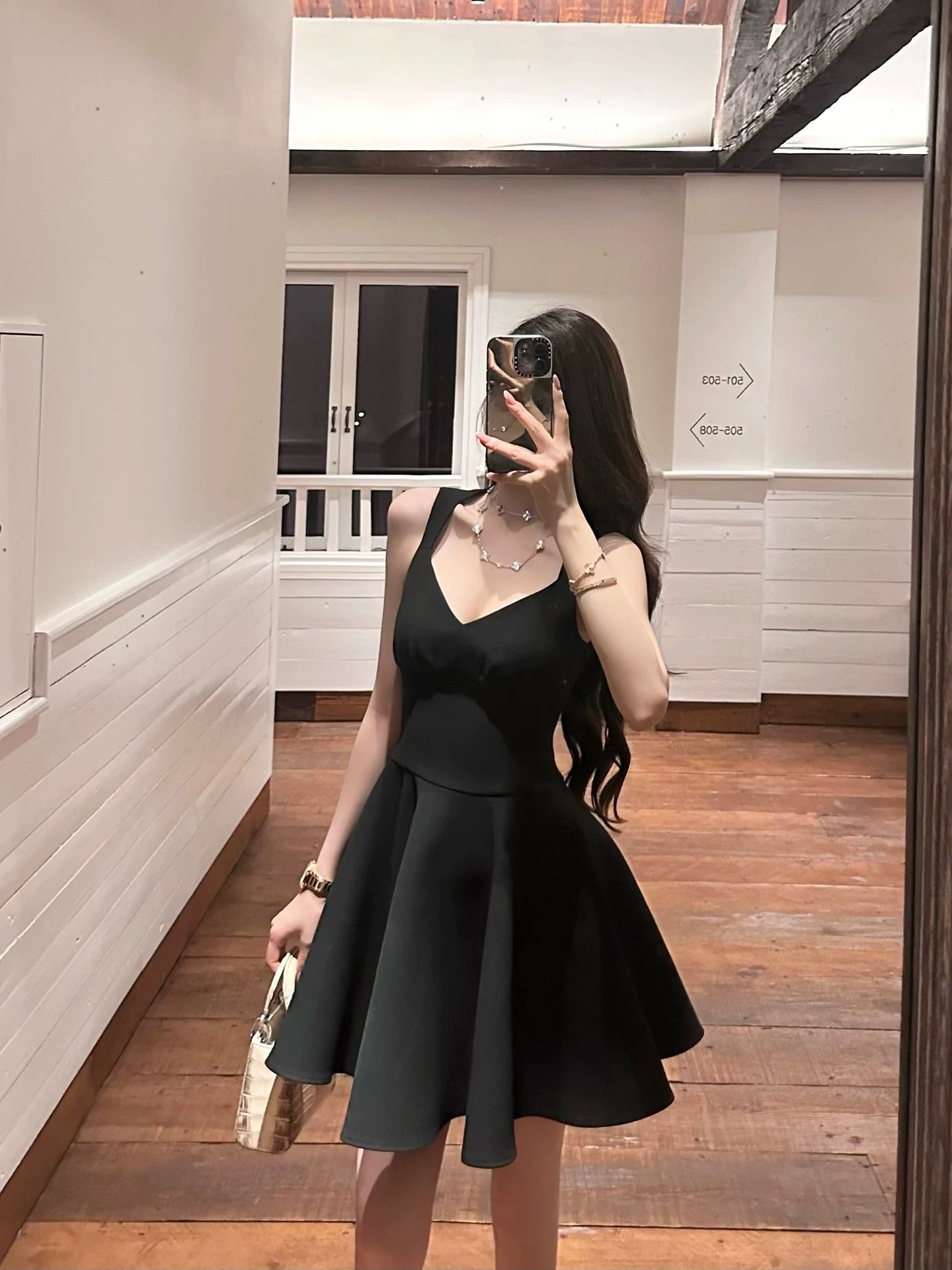 SX Shanxi French retro temperament sling slim waist umbrella dress female high-end chic princess short skirt