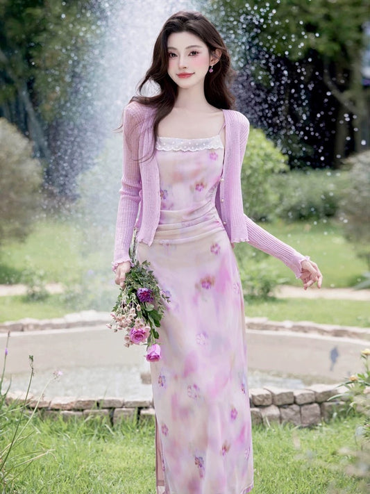 High-end, exquisite and beautiful suspender dress with all kinds of charm, goddess style seaside vacation beach long dress