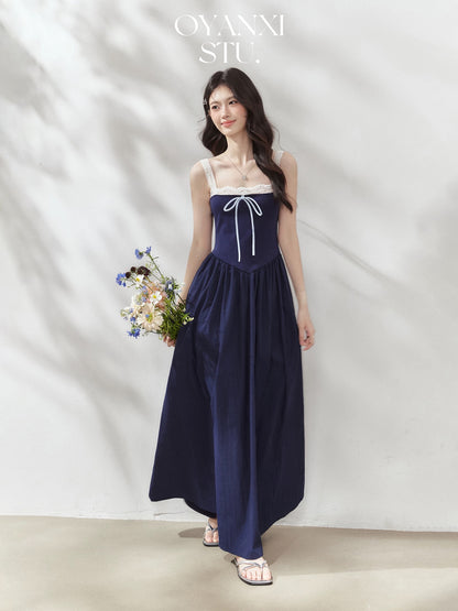 Ouyang happy's "Moonlight Veil" Dress - A Unique Design with Lace Trim and Straps for Summer