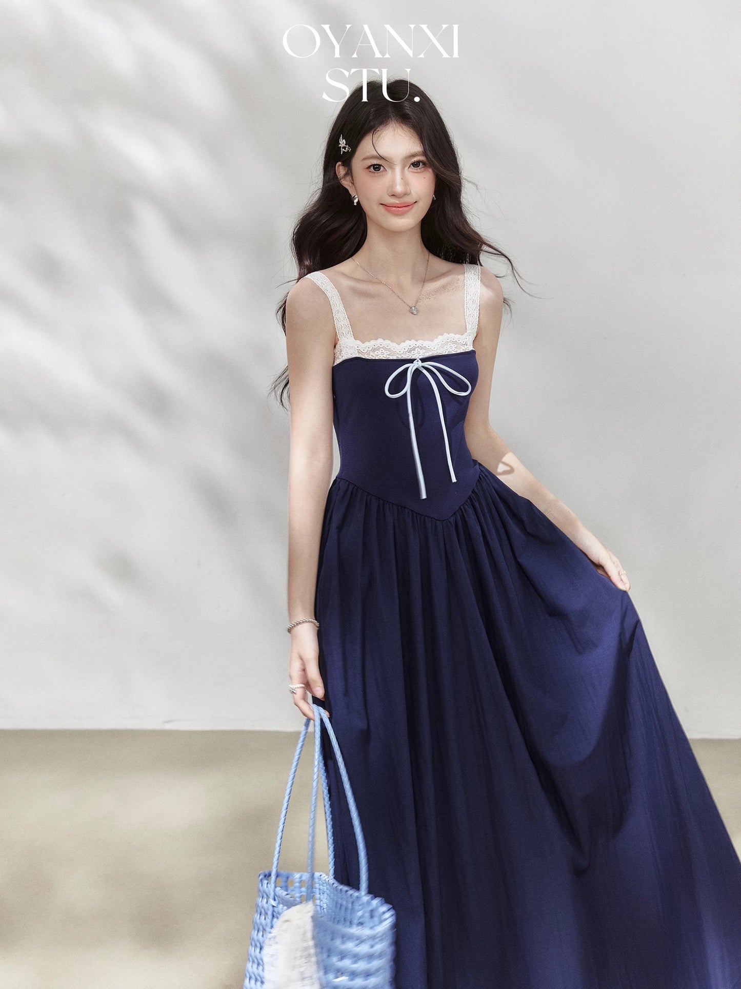 Ouyang happy's "Moonlight Veil" Dress - A Unique Design with Lace Trim and Straps for Summer