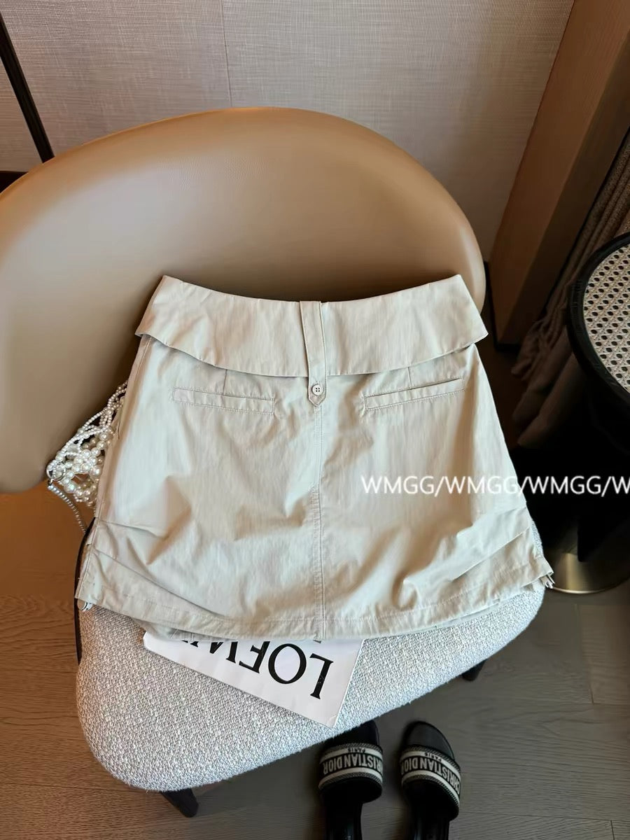 Workwear style short skirt for women, new summer 2026, sweet and cool A-line skirt for petite women, anti-exposure and hip-hugging skirt.