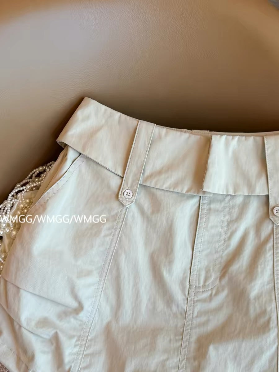 Workwear style short skirt for women, new summer 2026, sweet and cool A-line skirt for petite women, anti-exposure and hip-hugging skirt.