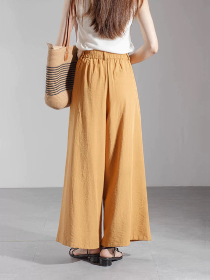 Retro cotton and linen nine-point pants wide-leg pants women 2025 new summer thin high waist slim loose straight casual pants