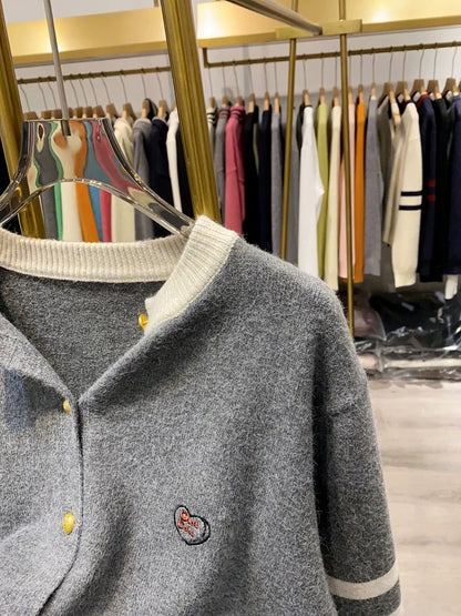 [Xiao Ai's Stall Real Shot] Crew Neck Layered High-End Blended Knit Cardigan, Soft and Cozy Sweater, Autumn and Winter Top