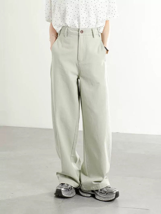 2025 spring and summer new design slim banana pants casual pants women's high waist versatile loose wide leg straight trousers