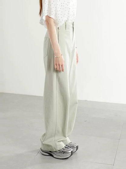 2025 spring and summer new design slim banana pants casual pants women's high waist versatile loose wide leg straight trousers