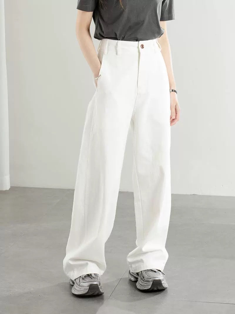 2025 spring and summer new design slim banana pants casual pants women's high waist versatile loose wide leg straight trousers
