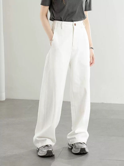 2025 spring and summer new design slim banana pants casual pants women's high waist versatile loose wide leg straight trousers