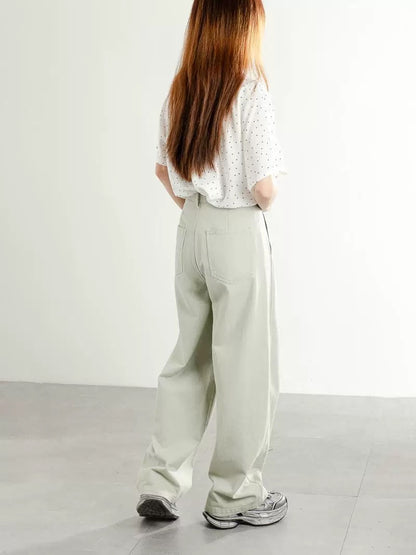 2025 spring and summer new design slim banana pants casual pants women's high waist versatile loose wide leg straight trousers