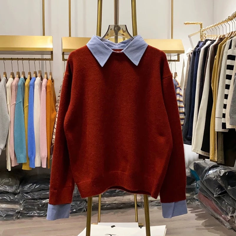 [Xiao Ai's Stall Photos] Women's Round Neck Pullover Sweater, Autumn and Winter Layering Innerwear Base Layer Soft Knit Top