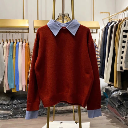 [Xiao Ai's Stall Photos] Women's Round Neck Pullover Sweater, Autumn and Winter Layering Innerwear Base Layer Soft Knit Top