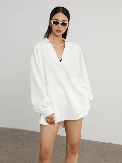 ZzZHANG【Just need word of mouth B】Fashionable deep V shirt collar loose silhouette top + shorts casual suit