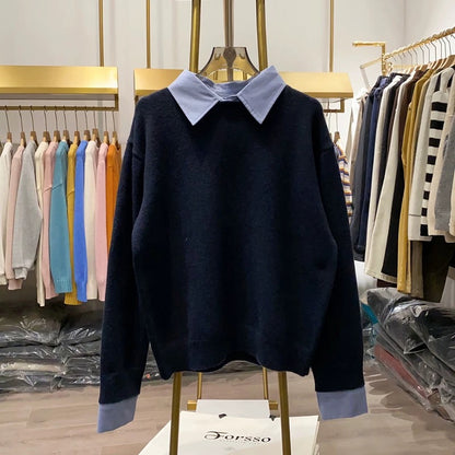 [Xiao Ai's Stall Photos] Women's Round Neck Pullover Sweater, Autumn and Winter Layering Innerwear Base Layer Soft Knit Top