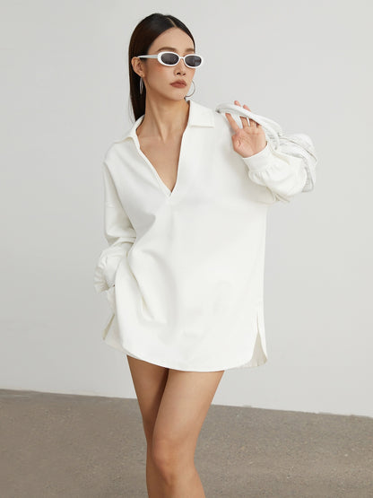 ZzZHANG【Just need word of mouth B】Fashionable deep V shirt collar loose silhouette top + shorts casual suit