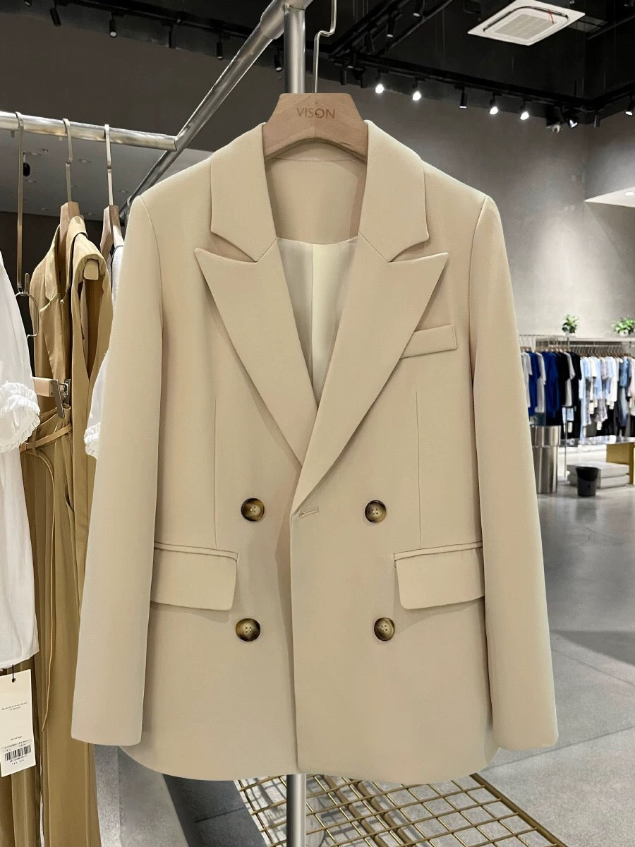 Off-white high-end suit jacket for women 2024 new spring and autumn Internet celebrity light and mature style simple age-reducing French suit