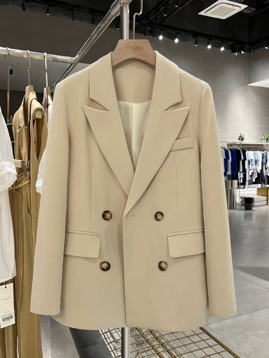 Off-white high-end suit jacket for women 2024 new spring and autumn Internet celebrity light and mature style simple age-reducing French suit