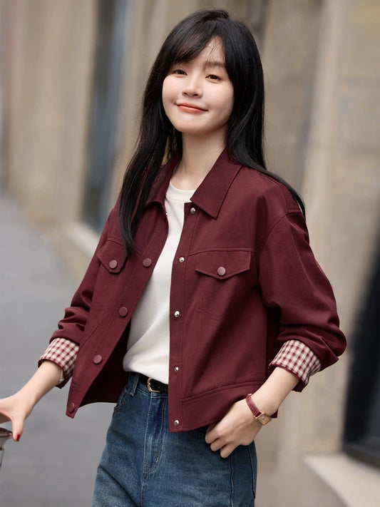 Mohan Yimei casual workwear style retro jacket coat 2025 spring new workwear style loose versatile women's jacket