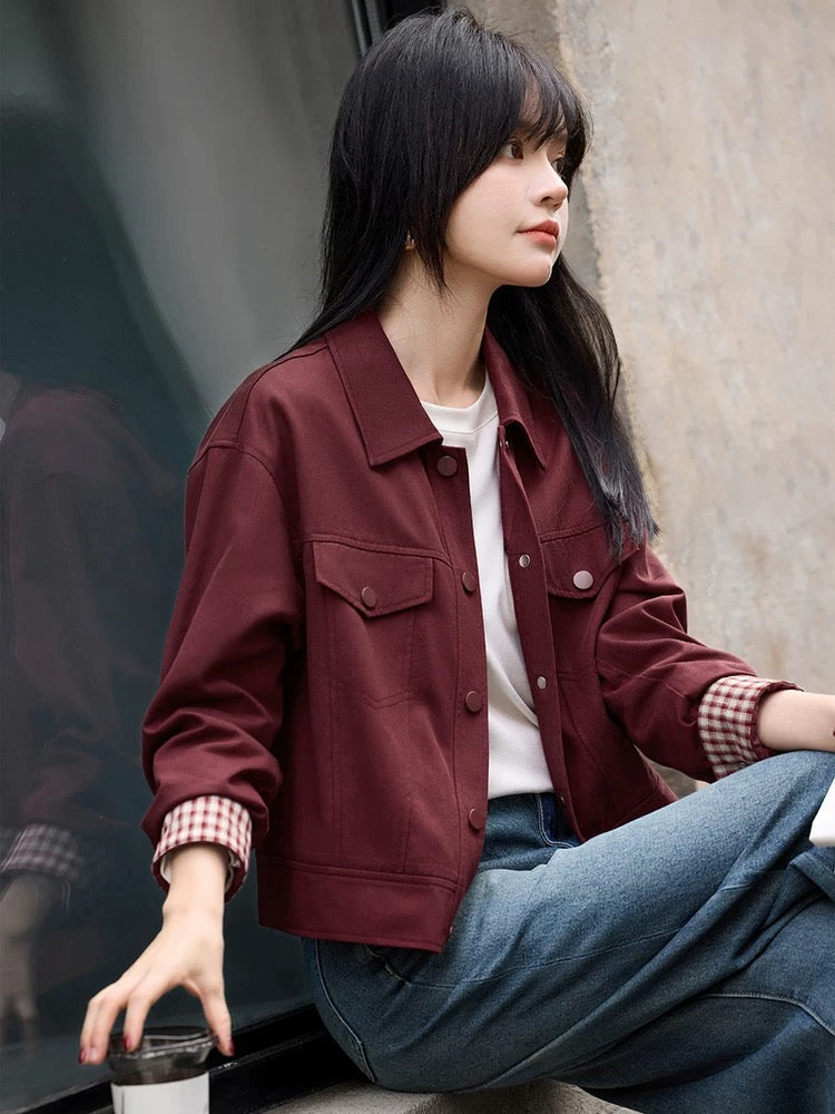 Mohan Yimei casual workwear style retro jacket coat 2025 spring new workwear style loose versatile women's jacket