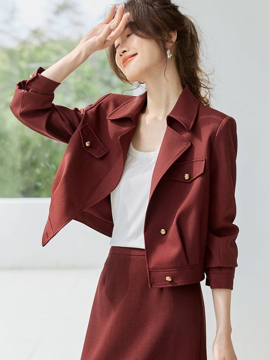 Mohan Yimei urban casual versatile fashion lapel jacket coat 2025 spring new workwear white coat