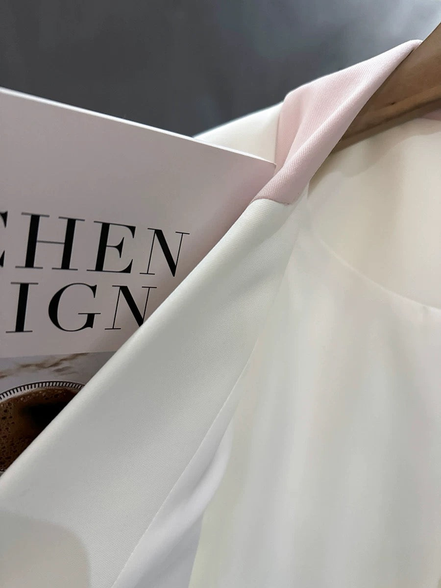White and pink contrasting color stitching super good-looking suit jacket for women 2024 spring new autumn clothing elegant fashionable high-end suit