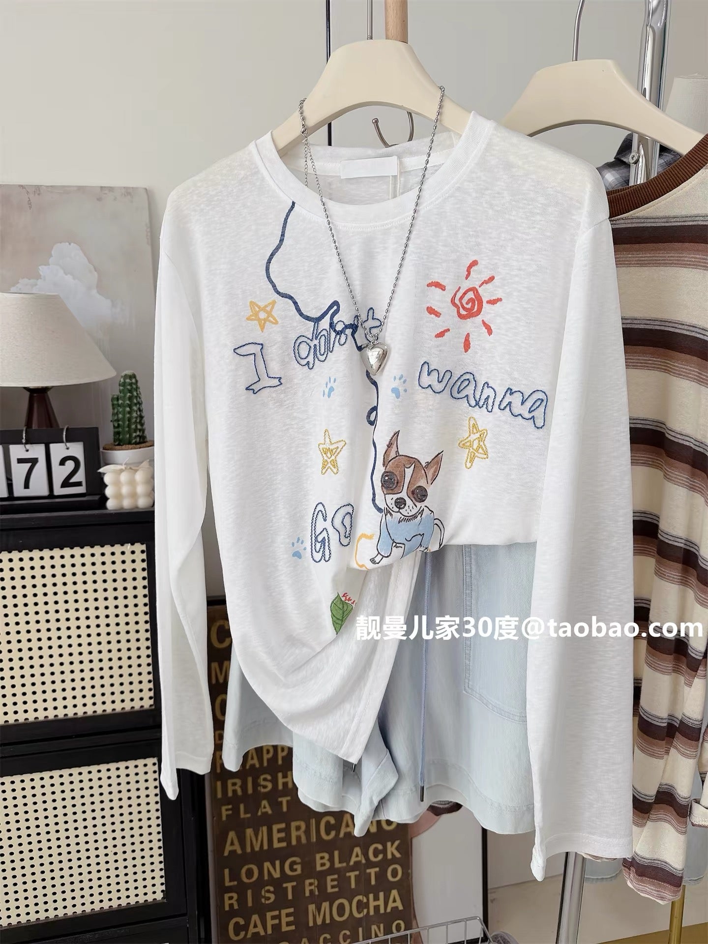 Lyocell Tencel Cooling Style Summer Thin Loose Korean Style Letter Puppy Top Korean Style Long Sleeve T-Shirt Sun Protection Shirt